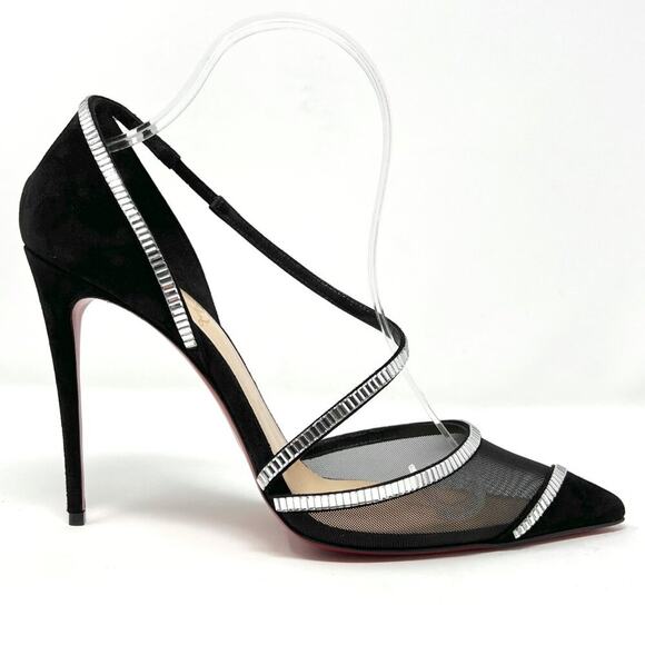 Christian Louboutin Chiara Crystal Embellished Suede Pumps Size 40.5 US 10-10.5 - Picture 3 of 9